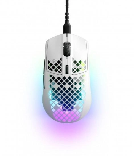 Gaming მაუსი სადენიანი SteelSeries Gaming Wired Mouse Aerox 3, RGB, USB-A, Snow (62603_SS) CPI 200– 8,500, IPS 300,  1000Hz / 1 ms