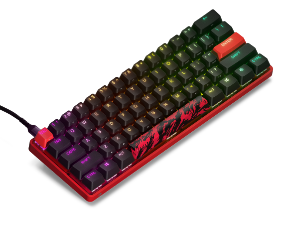 Gaming კლავიატურა SteelSeries Keyboard mechanical Apex 9 Mini Faze Clan, 61key, USB-A, EN, RGB, black-red  (64853_SS)