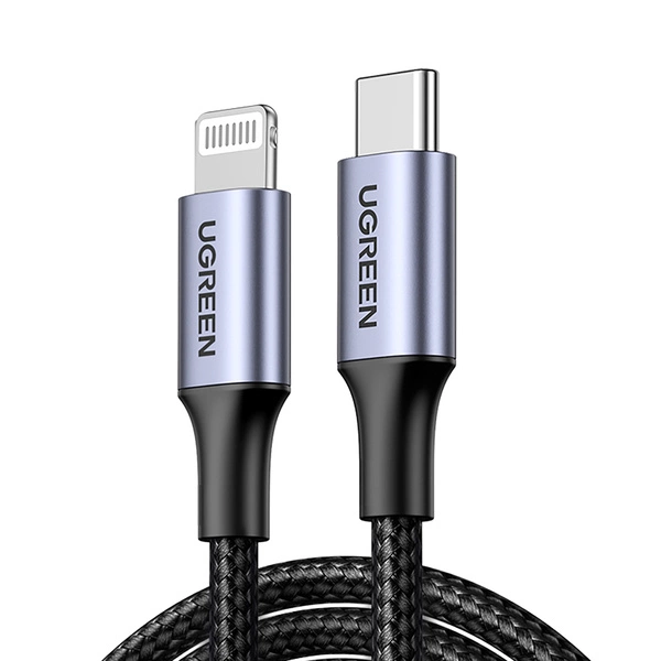 USB კაბელი UGREEN US304 (60760), MFi USB-C to Lightning Cable, 1.5m, Black | USB standard: USB 2.0 Data transfer: up to 480 Mb/s Maximum current: 3 A MFi certified: yes