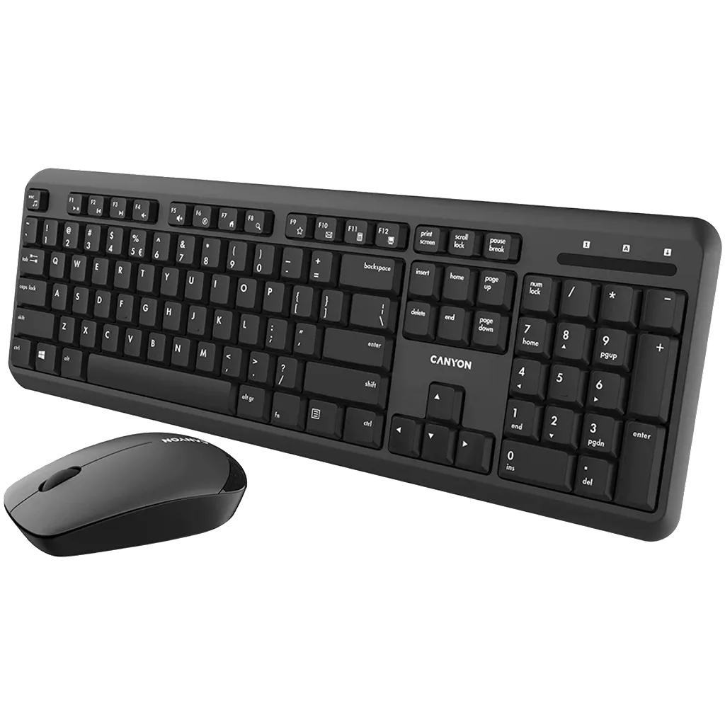 მაუსი და კლავიატურა - Keyboard And Mouse Canyon CNS-HSETW02-UK/US W20, Wireless, USB, Black