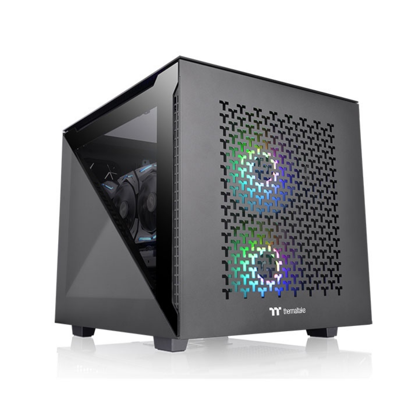 კომპიუტერის ქეისი Thermaltake, Divider 200 TG Air Micro Chassis, 6.7” x 6.7” (Mini ITX) , 9.6” x 9.6” (Micro ATX), Air Black, Tempered Glass, Mesh Front, 200mm St. Fan*1,120mm St. Fan*1, CA-1V1-00S1WN-01