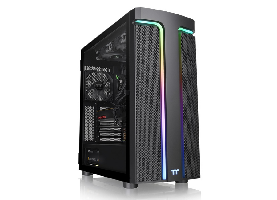 კომპიუტერის ქეისი ThermalTake H590 TG ARGB Mid Tower Chassis 6.7” x 6.7” (Mini ITX), 9.6” x 9.6” (Micro ATX), 12” x 9.6” (ATX), 12” x 13”(E-ATX)  Black, Tempered Glass, Lighting Strip, 120mm Standard Fan*2, CA-1X4-00M1WN-00
