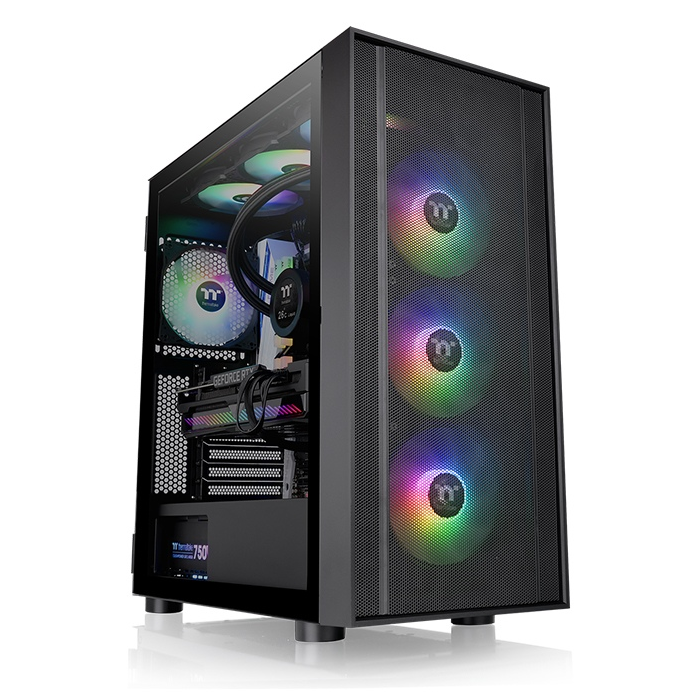 კომპიუტერის ქეისი Thermaltake  H570 TG ARGB Mid Tower Chassis , 6.7” x 6.7” (Mini ITX), 9.6” x 9.6” (Micro ATX), 12” x 9.6” (ATX), 12” x 13”(E-ATX) Black, Tempered Glass, Mesh Front Panel, 120mm ARGB Lite Fan*3, CA-1T9-00M1WN-01