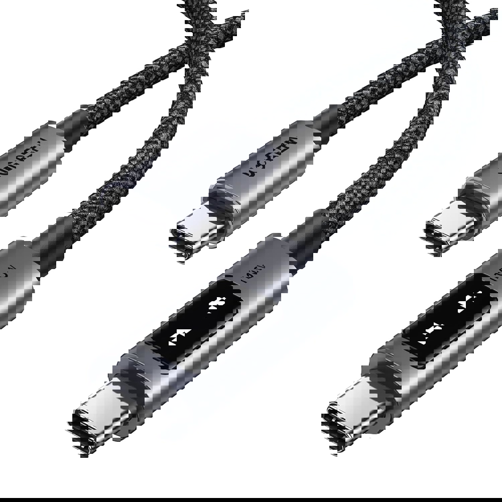 USB კაბელი UGREEN Uno L509 (35512), 100W, Type-C to Type-C, 2M, Black/Grey