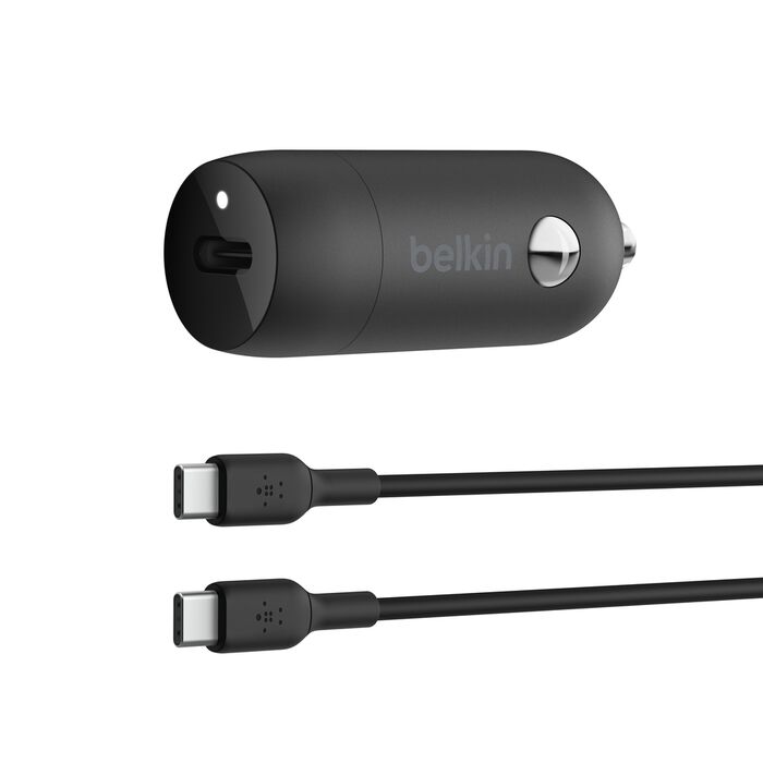 ტელეფონის დამტენი მანქანისთვის Belkin 30W USB-C Car Charger + USB-C to USB-C cable 1m (CCA004BT1MBK-B6) | 
