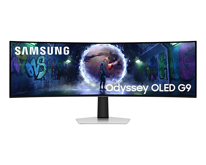 მონიტორი Samsung 49" LS49DG932SIXCI Odyssey OLED G9 49", OLED, UltraWide, 5120x1440, curved, 0.03 ms, 240 Hz, AMD FreeSync Premium Pro, 250 cd/m2, 178°/178°, HDMI, Micro HDMI, DisplayPort, speakers, silver