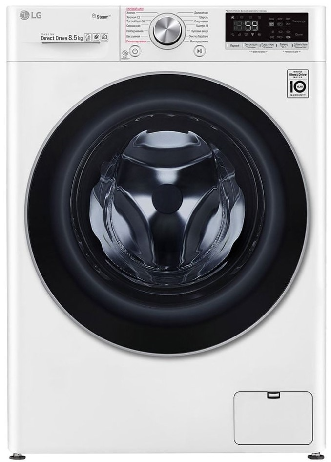 სარეცხი მანქანა (Promo) LG  F2V7GWL1W.ABWPMER - 8.5 KG, WHITE 1200 RPM, 85X47,5X60, INVERTER, ARTIFICIAL INT,STEAM, TurboWASH,