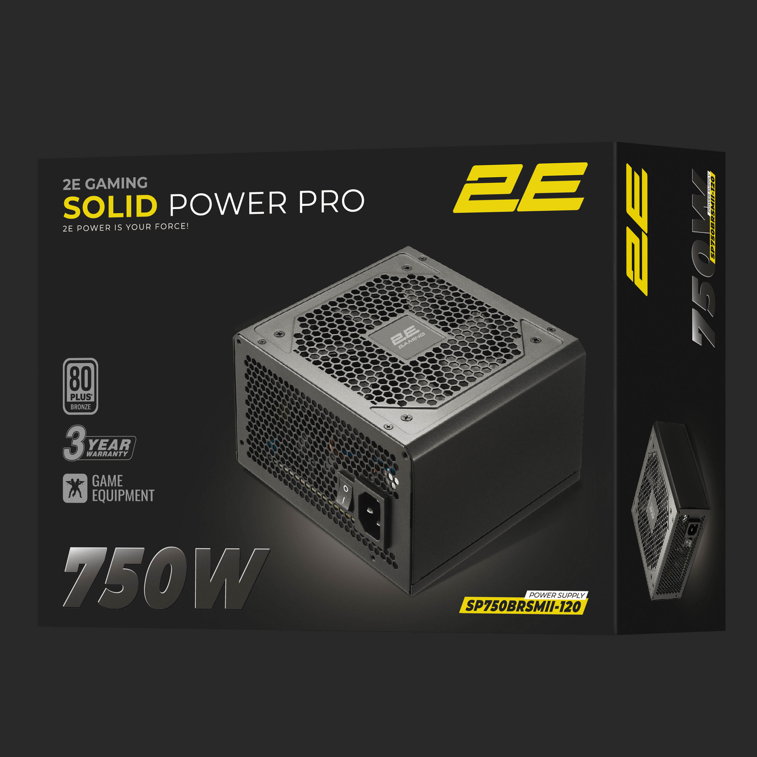 კვების ბლოკი 2E 2E-SP750BRSMII-120 SOLID Power Pro, 750W, 80 Plus Bronze, Power Supply, Black