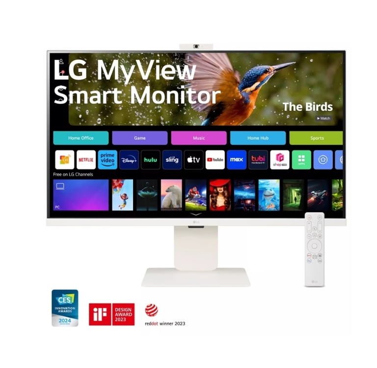 მონიტორი LG 32SR85U-W 31.5" FLAT 4K UHD (3840 x 2160) IPS MyView Smart Monitor with webOS 400 cd/m² 60Hz 5ms, 5W x 2, USB-C 90 W, HDMI, Built-in FHD Webcam, VESA, Screen Share, Bluetooth 2YrW