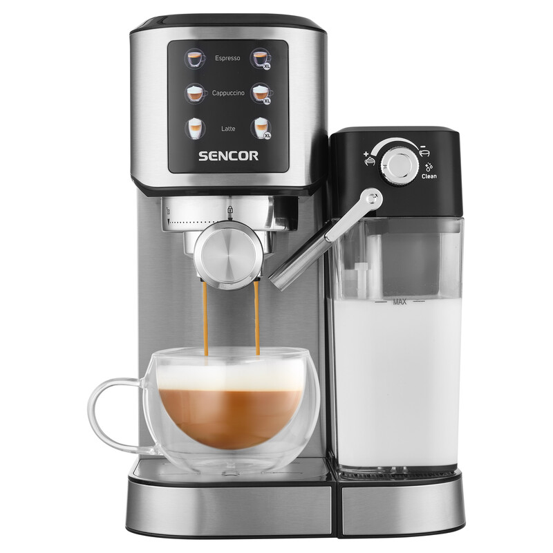 ყავის აპარატი  Sencor SES 4910SS Semi-automatic espresso machine | One Touch Espresso, Double Espresso, Latte, Cappuccino or XL size