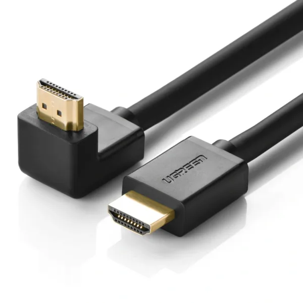 HDMI კაბელი UGREEN HD103 (10172), 4K HDMI Cable Male to Male, 90 Degree, 1m, Black | HDMI 2.0