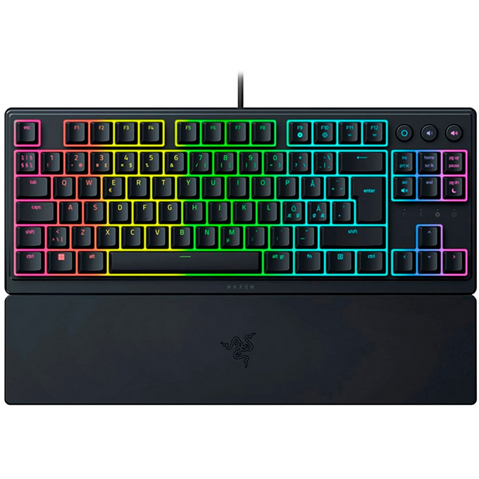 GAMING კლავიატურა Razer Keyboard mechanical Ornata V3 TKL 84key, Mecha-Membrane Switch, USB-A, EN/RU, RGB, black (RZ03-04881600-R3R1)