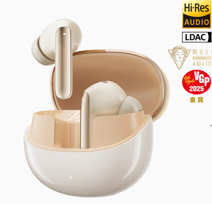 უსადენო ბლუთუს ყურსასმენი Earbuds Wireless Headphone QCY MeloBuds Pro ANC Gold გარანტია 24 თვე