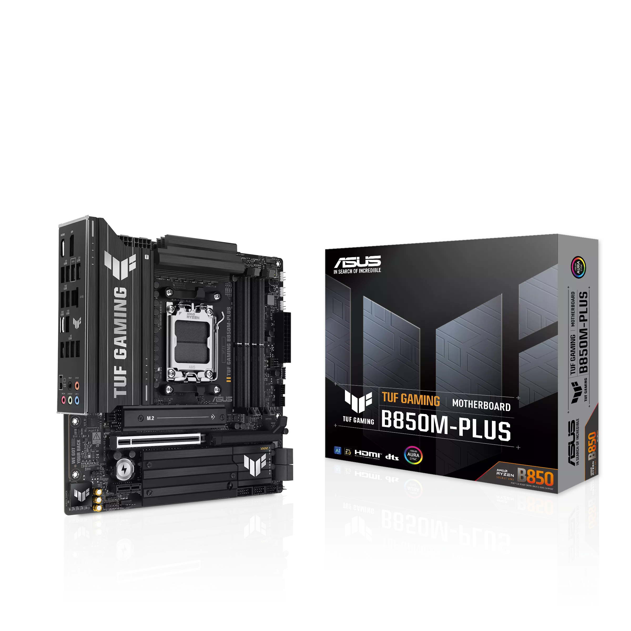 დედადაფა ASUS TUF GAMING B850M-PLUS (90MB1IX0-M0EAY0) | micro-ATX, AM5, 4 x DIMM DDR5, 3 x M.2 slots and 4 x SATA 6Gb/s, 1 x DisplayPort** 1 x HDMI™ port***  