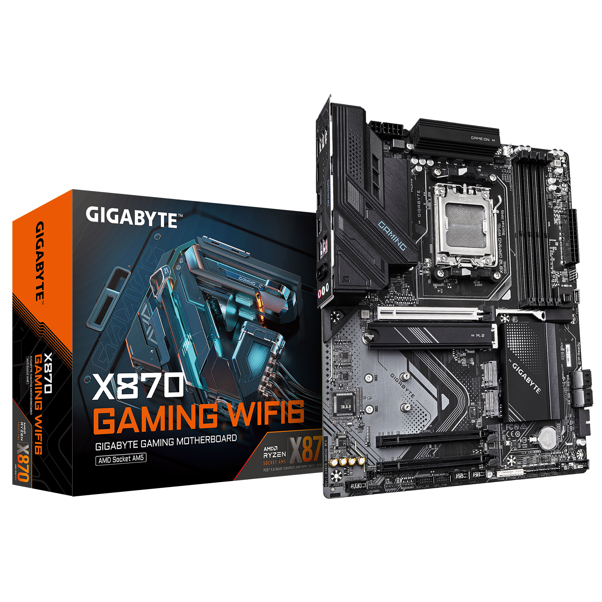 დედადაფა Gigabyte X870 GAMING WIFI6 ATX, socket AM5, AMD X870 chipset, 4xDDR5, PCI-E 5.0, 3xM.2, network: 2.5 Gbps, Wi-Fi, Bluetooth, HDMI