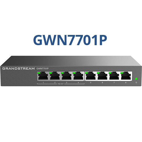 სვიჩი  Grandstream GWN7701P Unmanaged Network Switches 8-ports Gigabit Ethernet PoE 4-Ports Desktop wall-mount