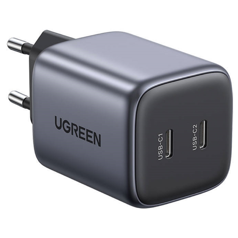 დამტენი UGREEN CD294 (90573) Nexode, 45W, USB-C, Gray | 248 გ | 25 x 12 x 4 სმ | USB C1 + C2 20W / 25W USB C2 + C1 25W / 20W