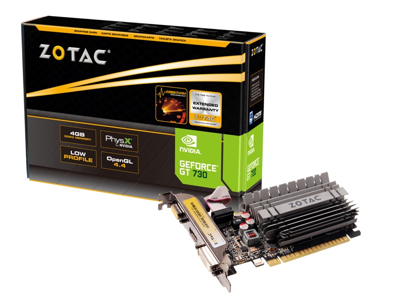ვიდეო ბარათი ZOTAC Graphic Adapter GeForce GT 730 4GB DDR3 (ZT-71115-20L) | DVI 1 , HDMI 1 , DisplayPort  N/A  ,VGA	1