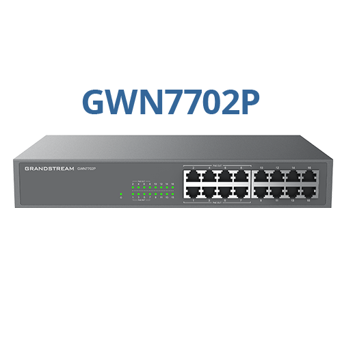 Grandstream GWN7702P, Unmanaged Network Switch, 16x GbE RJ45, 8x PoE 802.3 af/at