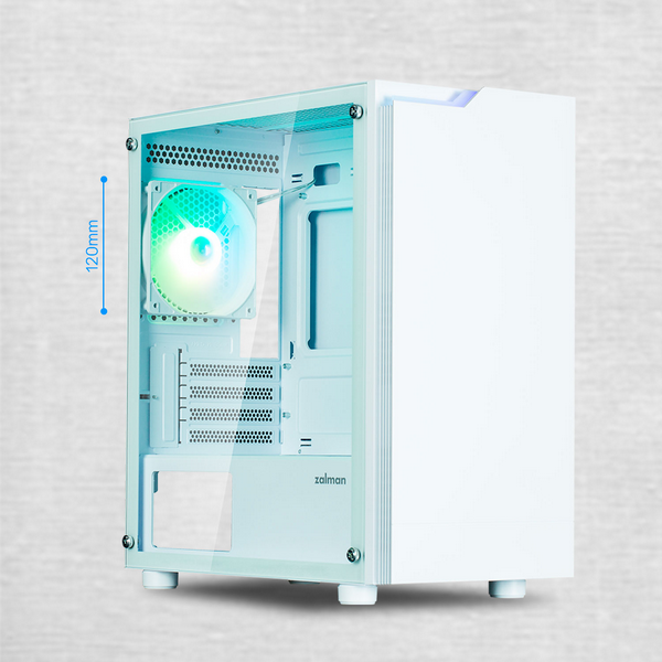 კომპიუტერის ქეისი Zalman PC case T4 Plus without PSU, 2xUSB3.0, 1xUSB2.0, 1x120mm ARGB, VGA 3200mm, TG Side Panel, mATX, white (T4PLUSWHITE)
