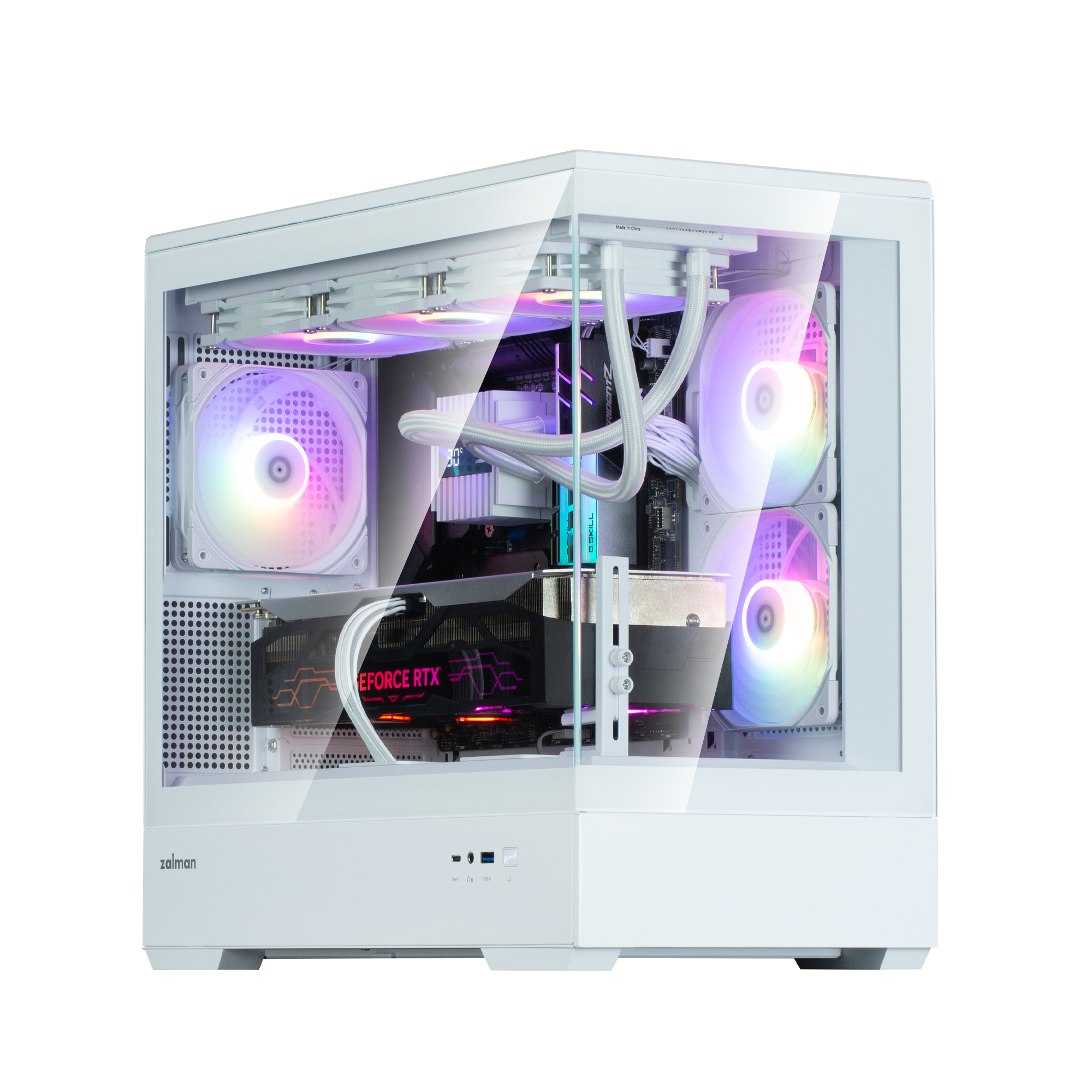 კომპიუტერის ქეისი Zalman Computer case P30 White V2, without PSU, 1xUSB3.0, 1хUSB Type-C, 3x120mm ARGB, TG Front/Side Panel, mATX, White (P30WHITEV2) | Max. VGA Length 420mm Max. CPU Cooler Height 173mm