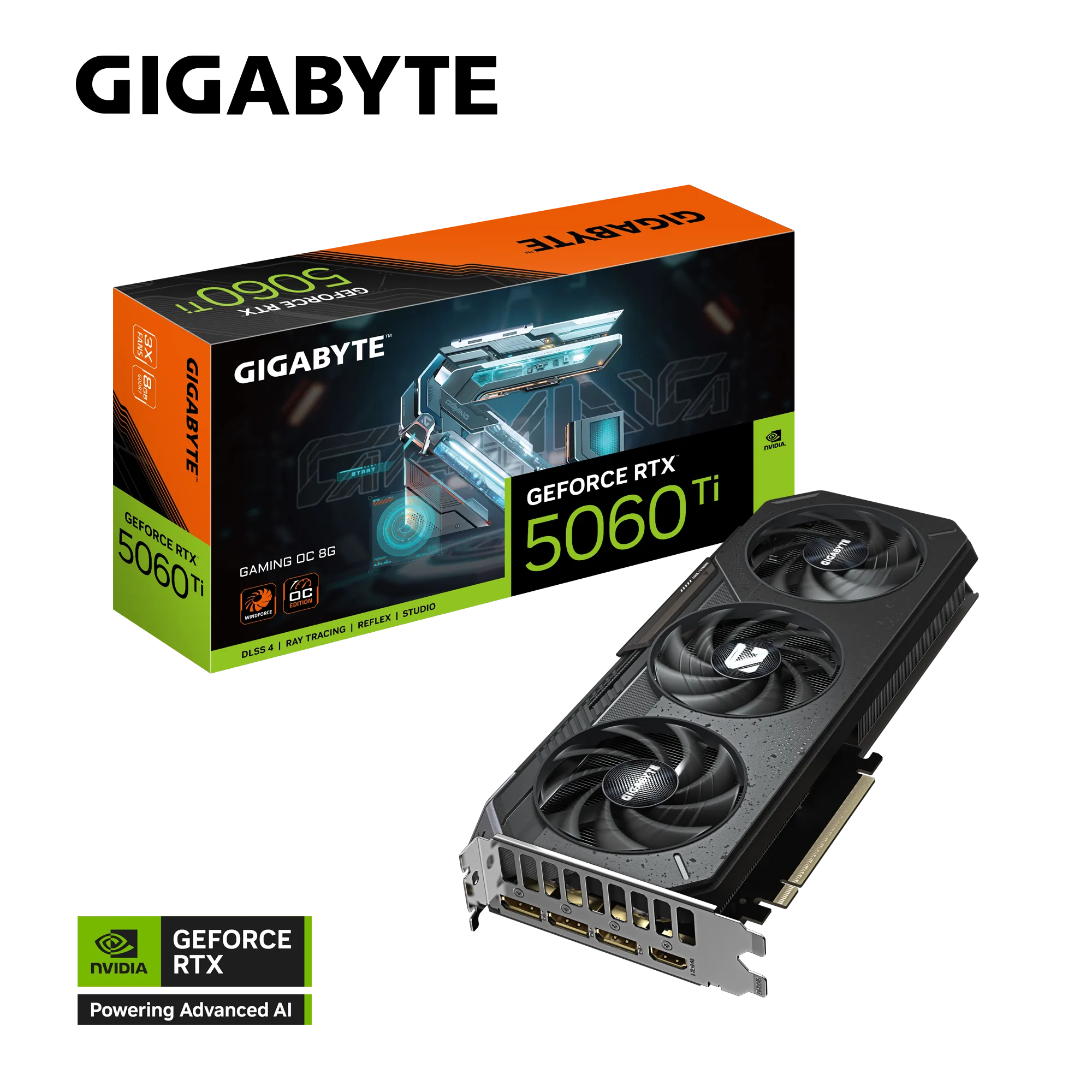 ვიდეო ბარათი GIGABYTE GeForce RTX™ 5060 Ti GAMING OC 8G (GV-N506TGAMING_OC-8GD) | 2647 MHz (Reference card :2572 MHz) | DisplayPort 2.1b *3 HDMI 2.1b *1 | L=281 W=119 H=40 mm