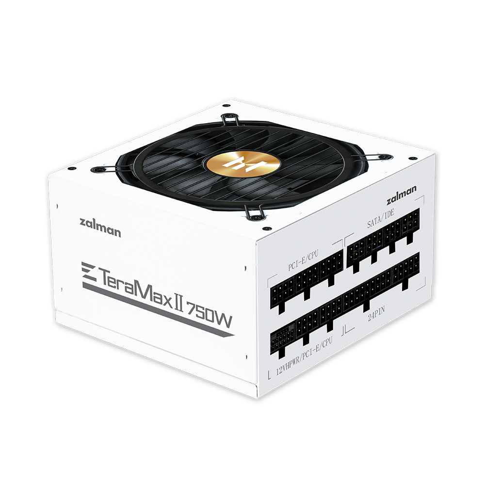 კვების ბლოკი Zalman TeraMax II 750W ZM750-TMX2 (ZM750-TMX2WH) WHITE (750W) >90%, 80+ Gold, 120mm, 1xMB 18pin+10pin, 2xCPU 8pin(4+4), 3xMolex, 8xSATA, 3xPCIe 8pin(6+2), 1х12VHPWR, Fully Modular
