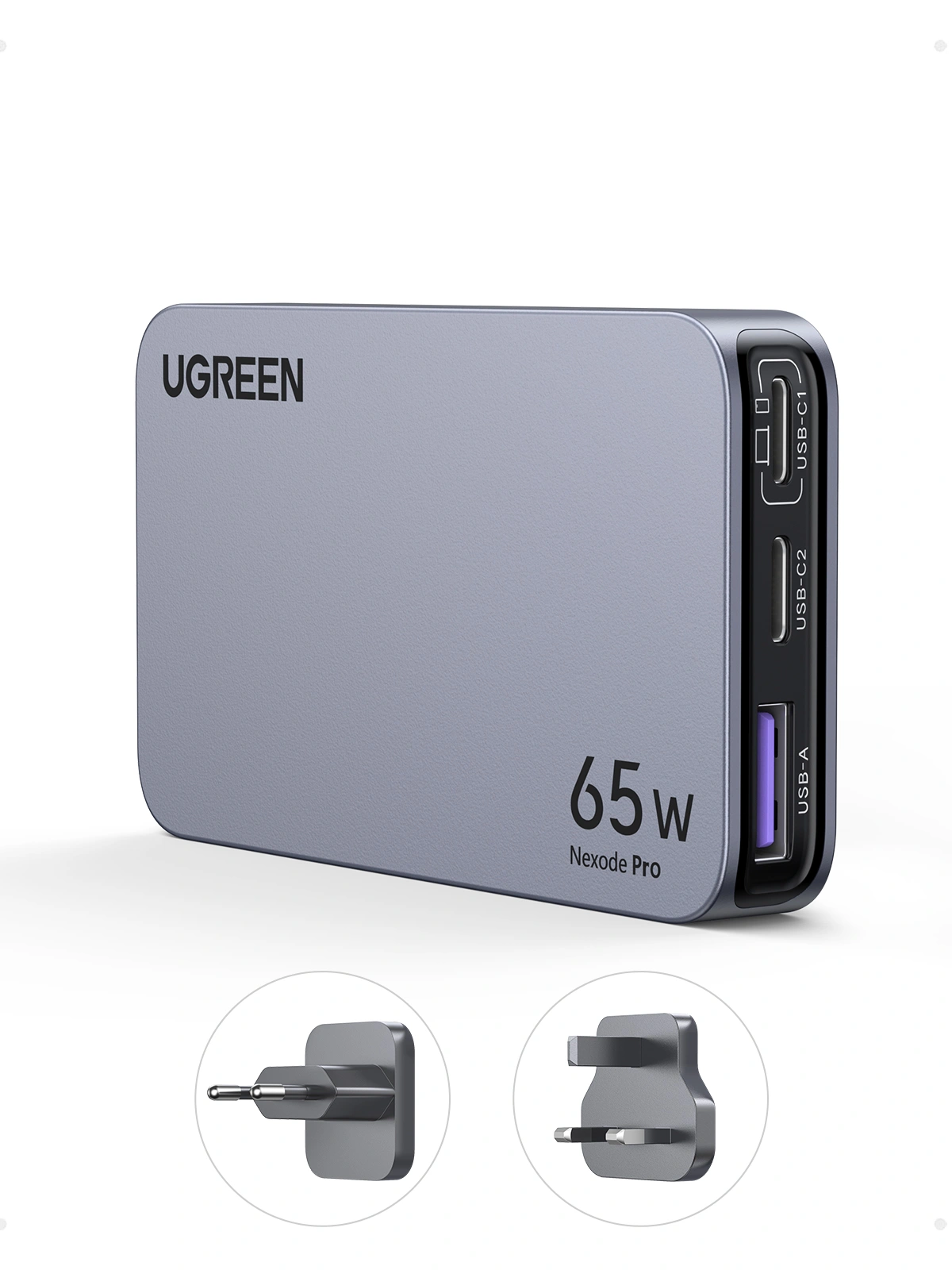მობილურის დამტენი UGREEN X753 (25356) Nexode Pro, 65W, USB, Type-C, Ultra Slim Travel Adapter, Grey