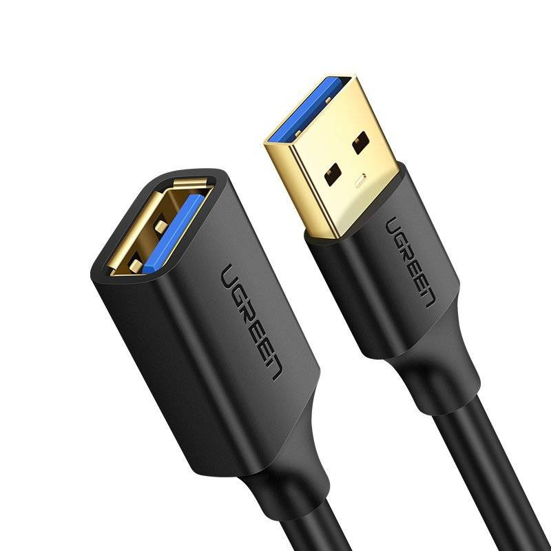 USB დამაგრძელებელი UGREEN US129 (30127), USB 3.0 Male to USB Female, Extension Male Cable, 3m, Black