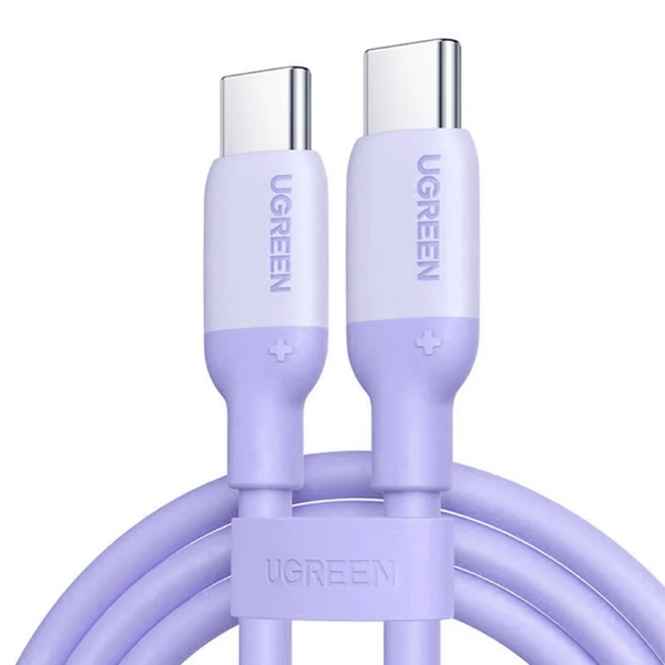 USB კაბელი UGREEN US563 (45180), 60W, Type-C to Type-C PD Fast Charging Silicone Cable, 1m, Purple