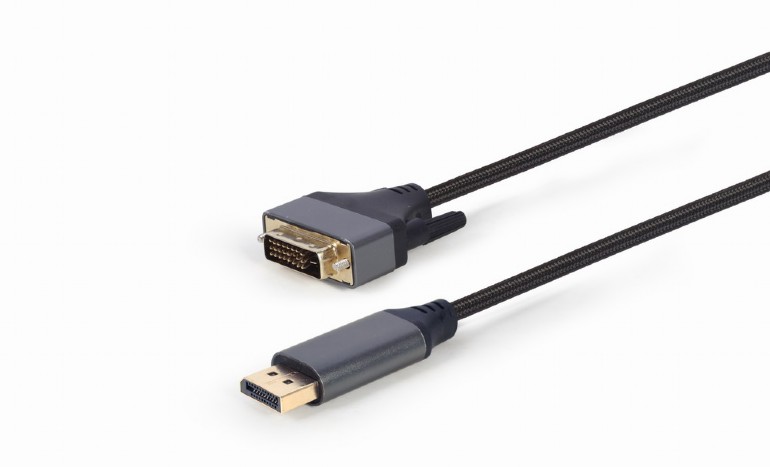 DP to DVI კაბელი Gembird DisplayPort to DVI adapter cable, "Premium Series", 1.8 m (CC-DPM-DVIM-4K-6) | Displayport male to DVI 24 +1 Male, Max. resolution: 4K at 30 Hz , Length: 1.8 m (6 ft), Net weight: 0.17 kg