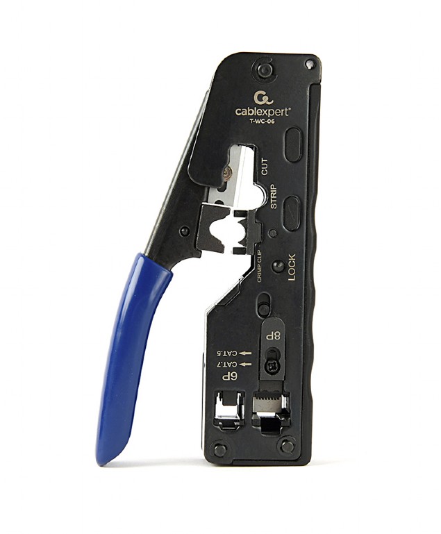 ქსელის კაბელის ხელსაწყო Gembird (T-WC-06) | CAT.7 LAN pass-through plug crimping tool, 8P8C, 6P6C, blue | 8P8C/RJ-45, 6P6C/RJ-12, 6P4C/RJ-11