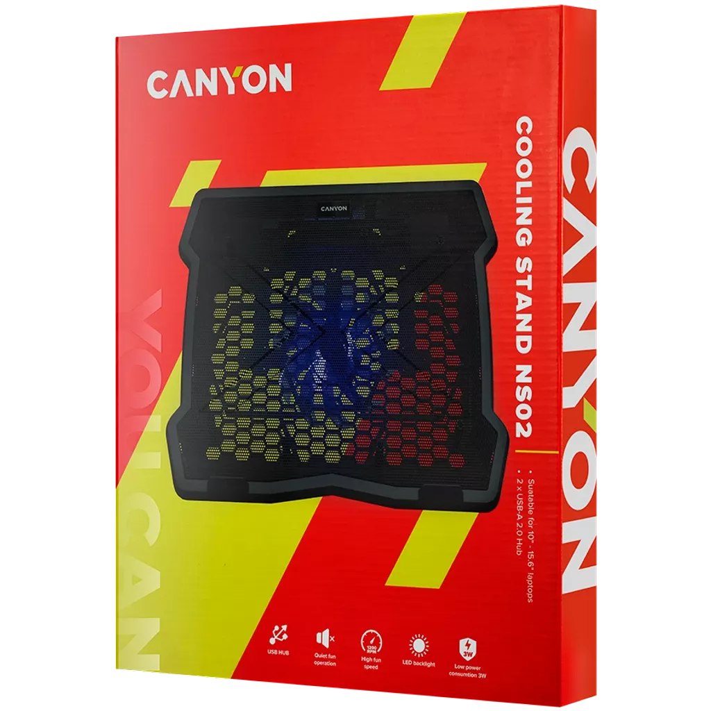 ნოუთბუქის გამაგრილებელი Canyon CNE-HNS02, Laptop Cooling Stand, Black