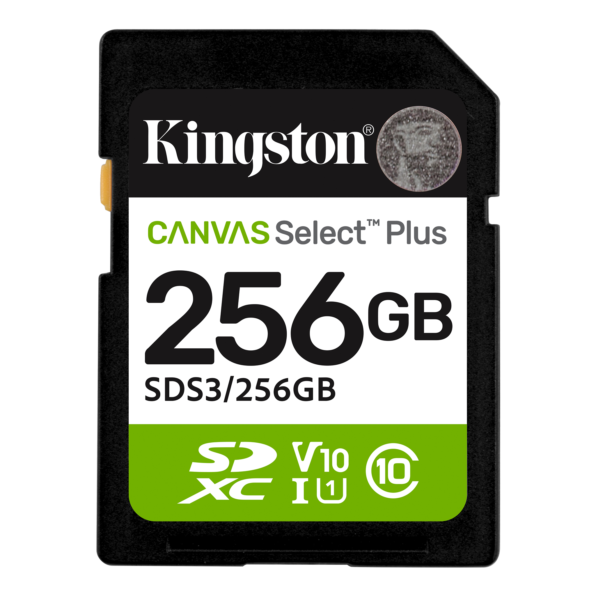 ფლეშ მეხსიერების ბარათი Kingston Canvas Select Plus SD memory card 256Gb (SDS3/256GB) | 150MB/s read, UHS-I speed class, U1, V10 | For Full HD 1080p video cameras
