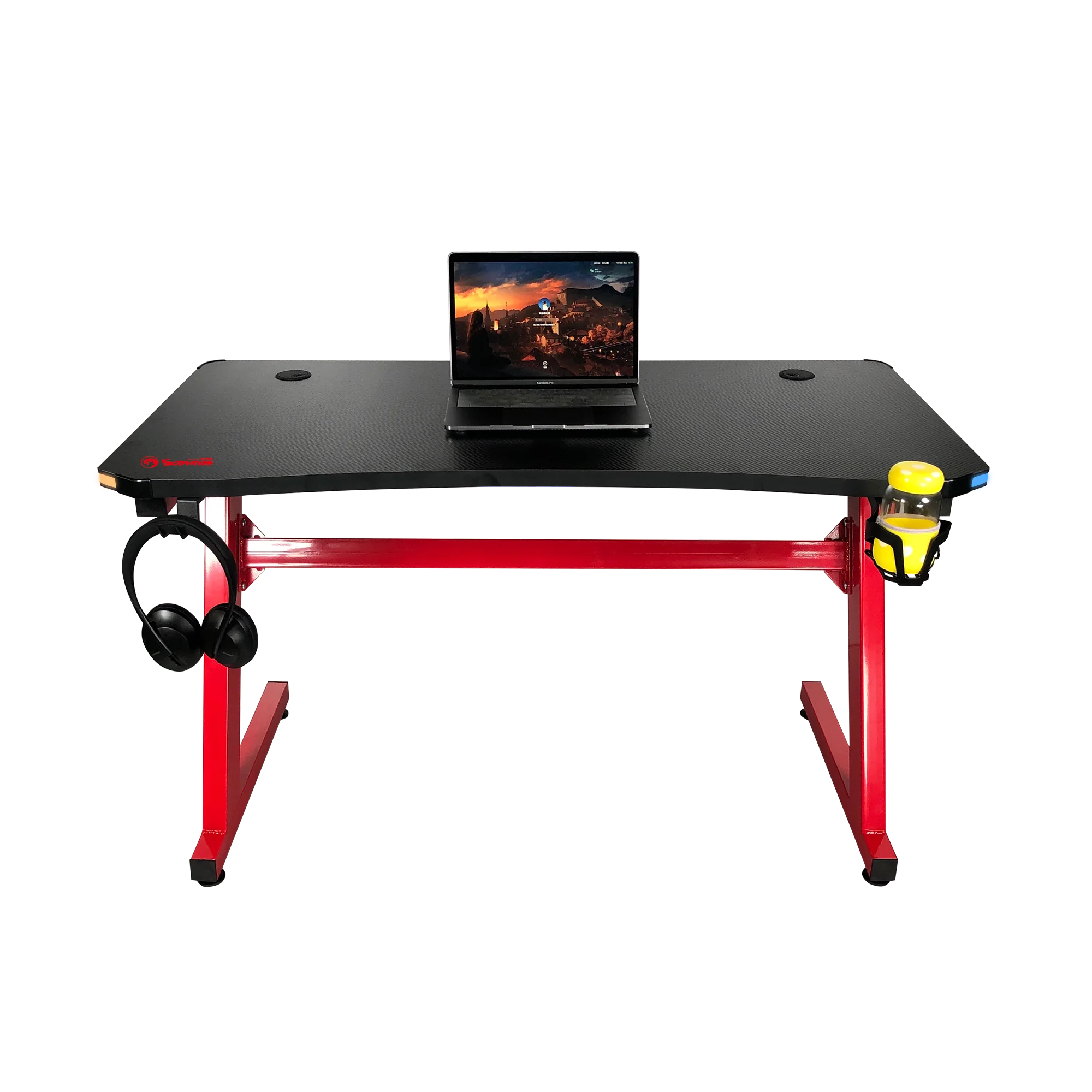 Gaming მაგიდა MARVO DE-08 Arena 50 | Gaming Desk With Headset Stand & Cup Holder | 1100*600*74mm | 20kg