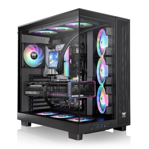 კომპიუტერის ქეისი ThermalTake View 380 XL TG ARGB Mid Tower Chassis (CA-11E-00M1WN-00) | Mid Tower, ATX, Top: 3 x 120mm, CPU cooler max height: 160mm, VGA max length: 420mm | 471 x 288 x 469 mm