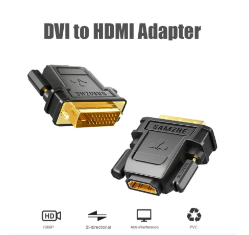 ადაპტერი DVI male to HDMI female SAMZHE (ZH-340) | gold-plated adapter 1080P