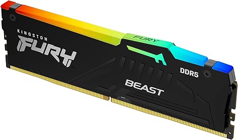 ოპერატიული მეხსიერება Kingston 16GB (1x16GB) DDR5 6400MT/s CL32 FURY Beast Black RGB XMP (KF564C32BBA-16) | 1RX8 32-39-39 1.4V 288-pin 16Gbit