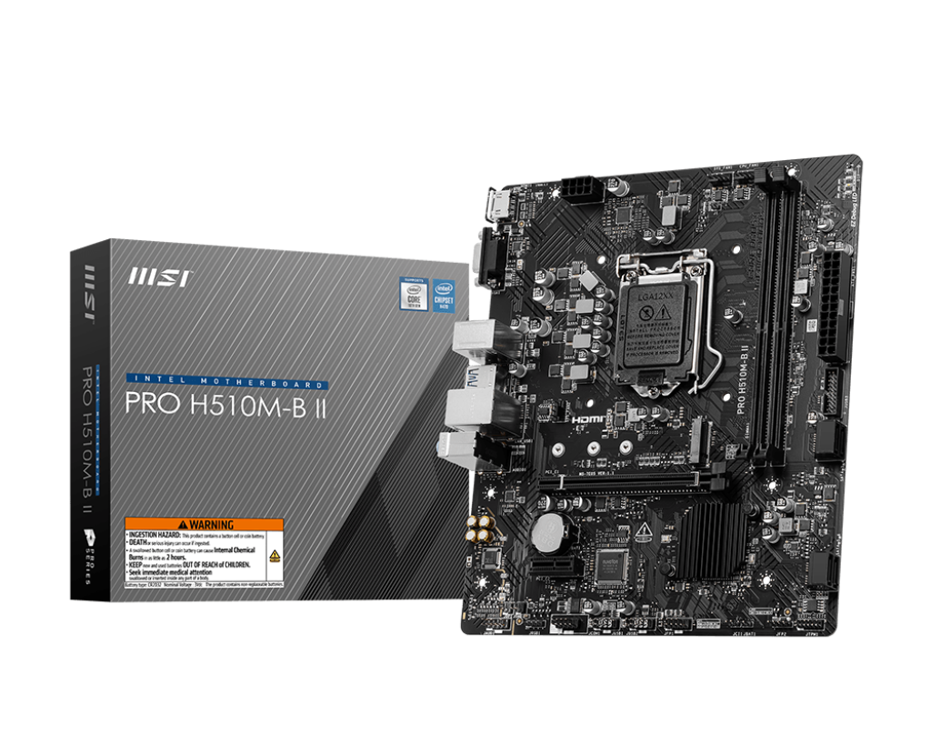 დედადაფა MSI PRO H510M-B II (911-7E05-014) | mATX | LGA 1200 Socket | 2x DDR4 | 1x M.2, 4x SATA 6G | 1x HDMI™, 1x VGA