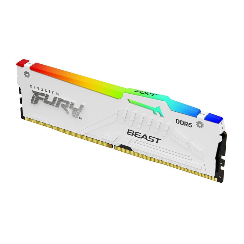 ოპერატიული მეხსიერება Kingston 16GB (1x16GB) DDR5 6400MT/s CL32 FURY Beast White RGB EXPO (KF564C32BWEA-16) | 32-39-39 1.4V 288-pin 16Gbit