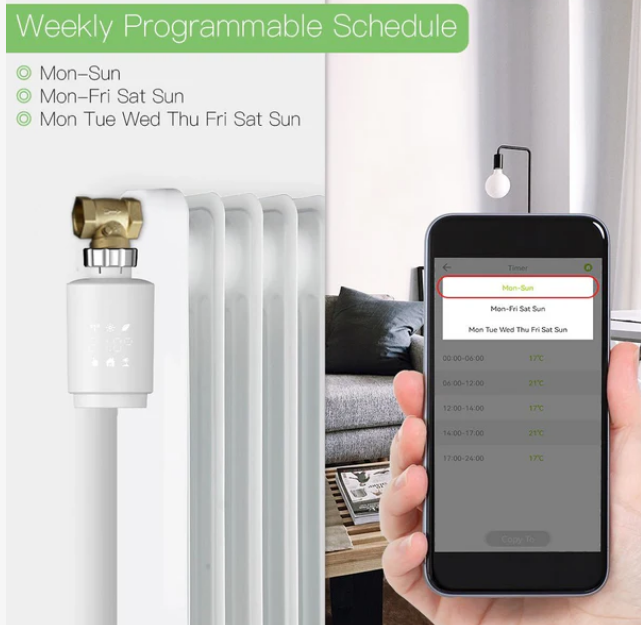 თერმოვენტილი  Moes ZTRV-ZX-TV02-EN Zigbee ჭკვიანი თერმოვენტილი რადიატორისთვის