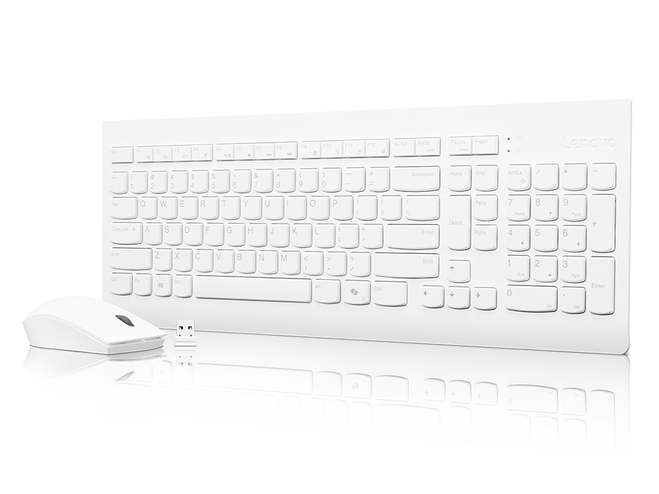 უსადენო კლავიატურა და მაუსი Lenovo 510 Wireless Keyboard and Mouse Combo (White) -Russian/Cyrillic (GX31F38001)