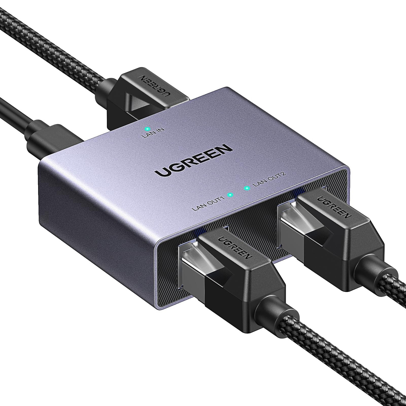ქსელის სპლიტერი UGREEN NW301 (45311), LAN 1 to 2 1000Mbps Gigabit Ethernet Splitter, Grey