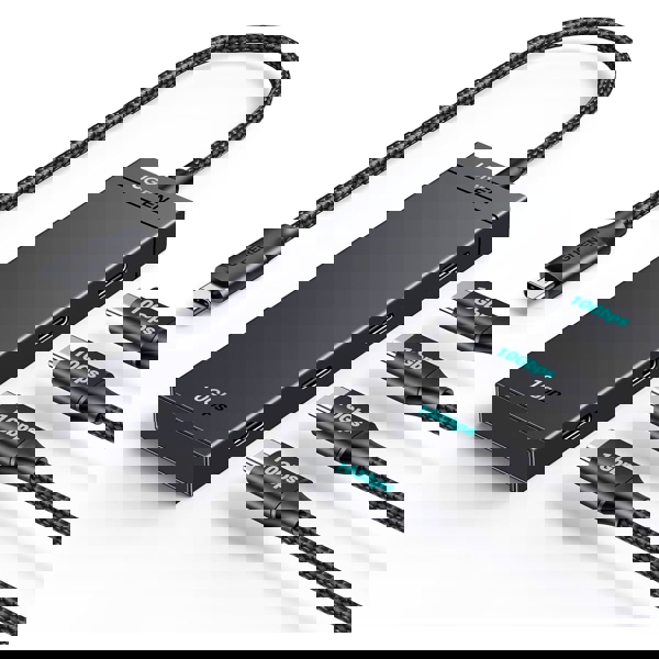 USB-C ჰაბი UGREEN CM806 (35584), Type-C to 4 x Type-C HUB, Black ( not for video/ charging )