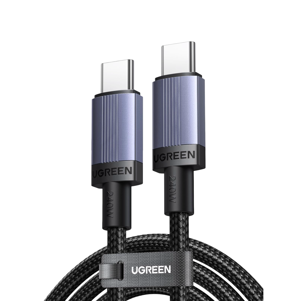 USB კაბელი UGREEN L532 (65907), 240W, Type-C to Type-C PD Fast Charging Cable, 1m, Space Gray