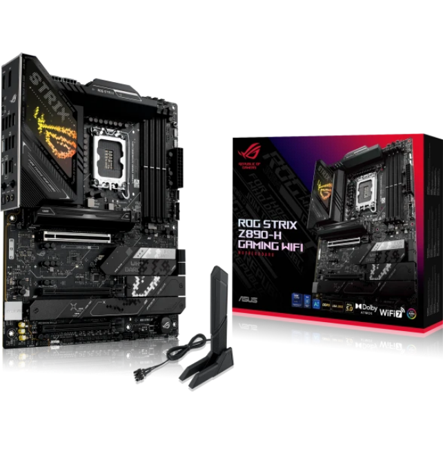 დედადაფა ASUS ROG STRIX Z890-H GAMING WIFI  (90MB1K20-M0EAY0) ATX, socket LGA 1851, Intel Z890 chipset, 4xDDR5, PCI-E 5.0, 2xPCI-E 4.0, 4xM.2, network: 5 Gbps, Wi-Fi, Bluetooth, HDMI, DisplayPort, backlight, 2YrW