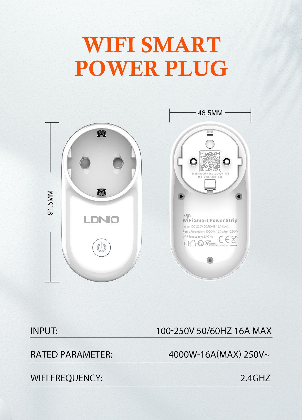 ჭკვიანი როზეტი LDNIO (Model: SEW1058) WiFi Smart Power Plug Bluetooth gateway Intelligent linkage Distant control LED night lamp (EAN: 6933138600658)