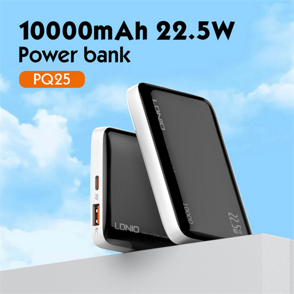 პორტატული დამტენი LDNIO (Model: PQ25) 22.5W Powerbank  10000mah/37Wh USB-C Support Two-Way Fast Charging (EAN: 6933138602027) , სტაბილური და საიმედო, საუკეთესო ხარისხი!