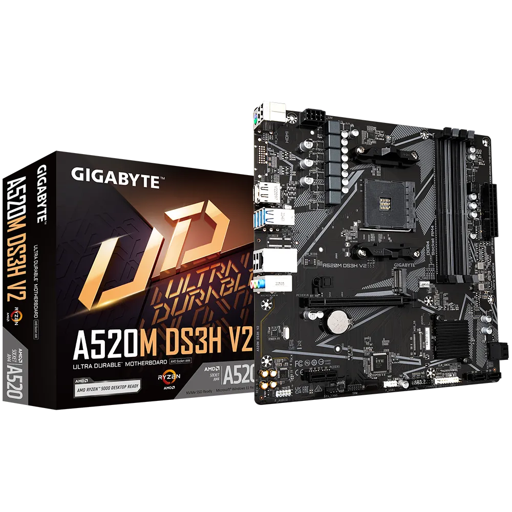 GIGABYTE Motherbard A520M DS3H V2 sAM4 A520 4xDDR4 M.2 HDMI DP mATX