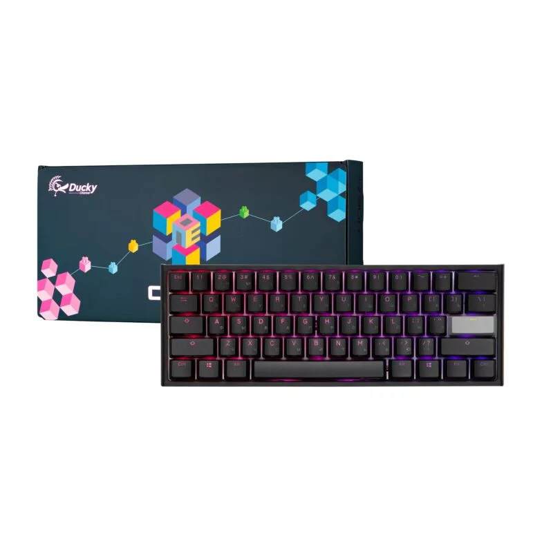 სადენიანი კლავიატურა Keyboard Ducky One 2 Mini Cherry Brown RGB LED UA/RU Black-White (DKON2061ST-BRUPDAZT1)